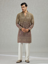 Brown purple shaded architectural mens kurta suit