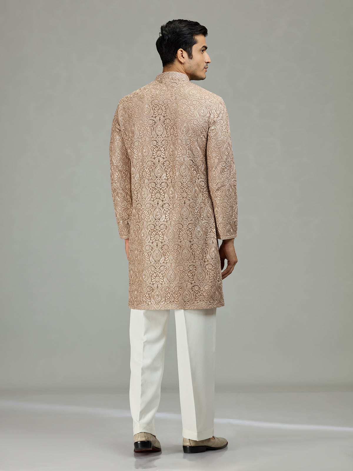 Beige Persian floral jaal majestic men kurta suit