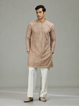 Beige Persian floral jaal majestic men kurta suit
