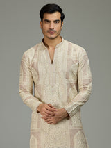Cream royal embroidered distinguished men kurta suit