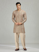 Beige royal embroidered premium men kurta suit