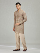 Beige royal embroidered premium men kurta suit