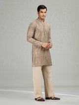 Beige royal embroidered premium men kurta suit