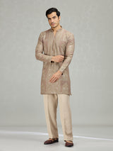 Beige royal embroidered premium men kurta suit