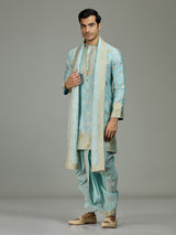 Sky blue elegant men kurta suit