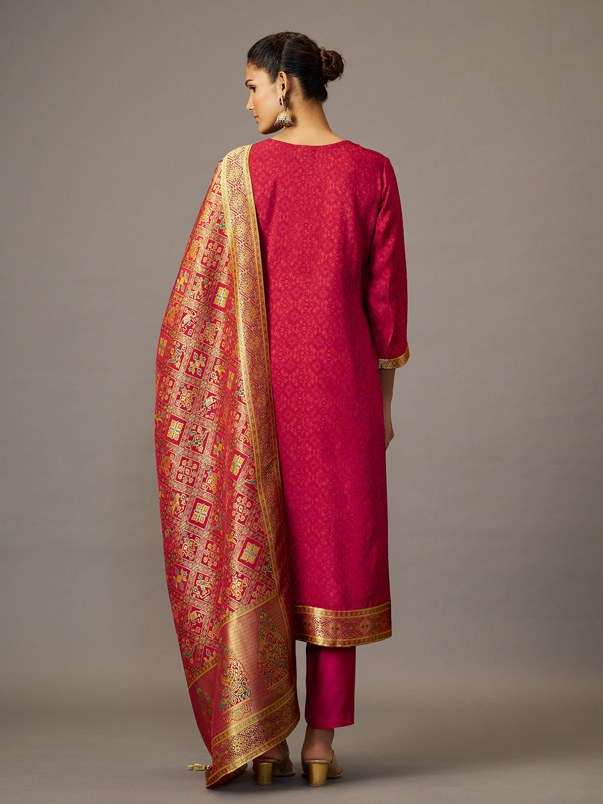 Rani pink peacock festive women kurti set