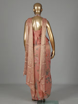 Peach tissue silk indowestern suit with floral embellishments