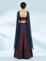 Navy blue georgette salwar suit with intricate zardosi embellishments
