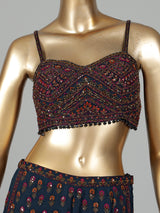 Navy blue georgette salwar suit with intricate zardosi embellishments