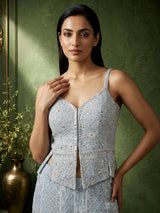 Mint blue georgette pakistani salwar suit with mirror embellishments