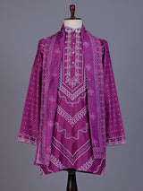 Lavender purple mens Chanderi Blend kurta suit with bandhani sequin detailing