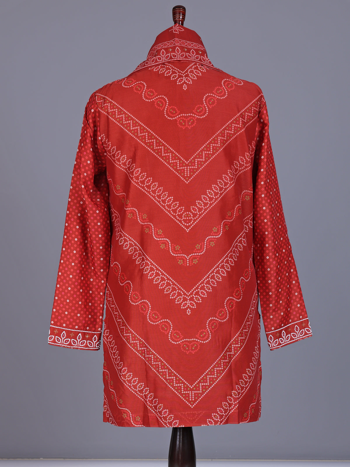 Orange Chanderi Blend mens kurta suit with bandhani print and sequin borders