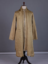 Pastel beige tusser silk mens kurta suit with mirrorwork embellished stole