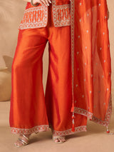 Orange silk palazzo suit for festive celebration