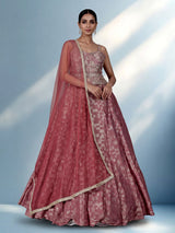 Onion pink silk lehenga choli with zardosi detailing