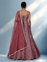 Onion pink silk lehenga choli with zardosi detailing