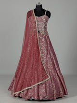 Onion pink silk lehenga choli with zardosi detailing