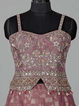 Onion pink silk lehenga choli with zardosi detailing