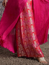 Rani pink silk embellished festive wear palazzo suit