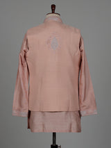 Onion pink botanical filigree raw silk men waistcoat set
