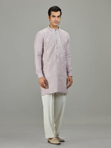 Lilac purple zardosi linen men kurta suit