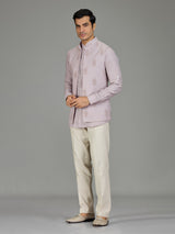 Lilac purple festive paisley linen waistcoat set