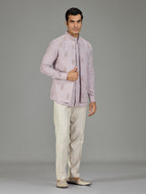 Lilac purple festive paisley linen waistcoat set