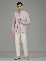Lilac purple festive paisley linen waistcoat set
