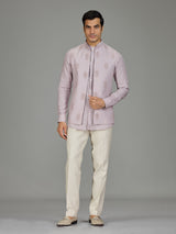 Lilac purple festive paisley linen waistcoat set