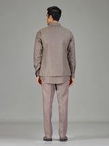 Stone grey linen nehru jacket set
