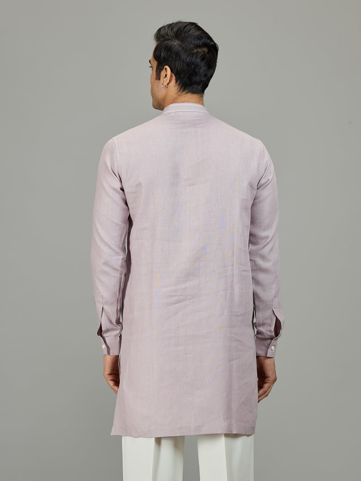 Lilac purple designer linen men kurta