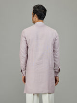 Lilac purple designer linen men kurta