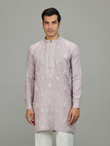 Lilac purple designer linen men kurta