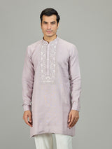Lilac purple royal linen men kurta