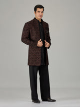 Black persian floral jacket men indo western