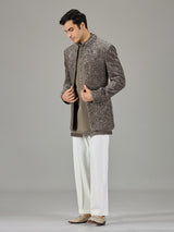 Grey wedding layered jacket indo western for men