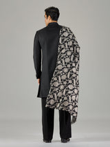 Black floral bouquet dupatta men indo western