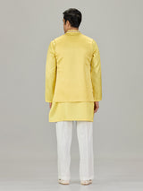 Yellow geometric floral men waistcoat set