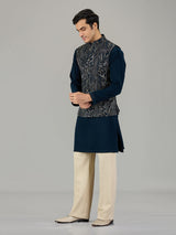 Rama blue climbing vine men waistcoat set