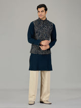 Rama blue climbing vine men waistcoat set