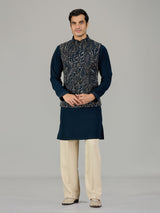 Rama blue climbing vine men waistcoat set