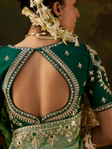 Green stone embellished tissue silk women saree