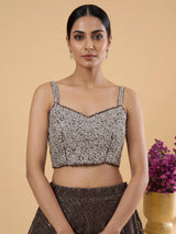 Charcoal black metallic georgette lehenga choli with diamond embellishments