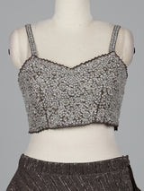 Charcoal black metallic georgette lehenga choli with diamond embellishments