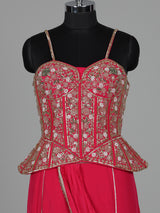 Rani pink satin crepe silk lehenga choli with gota embellishments