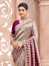 Pastel wine leheriya inspired luxury women saree