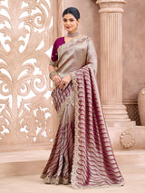 Pastel wine leheriya inspired luxury women saree