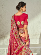 Multicolour gharchola shikargah designer women bandhej saree