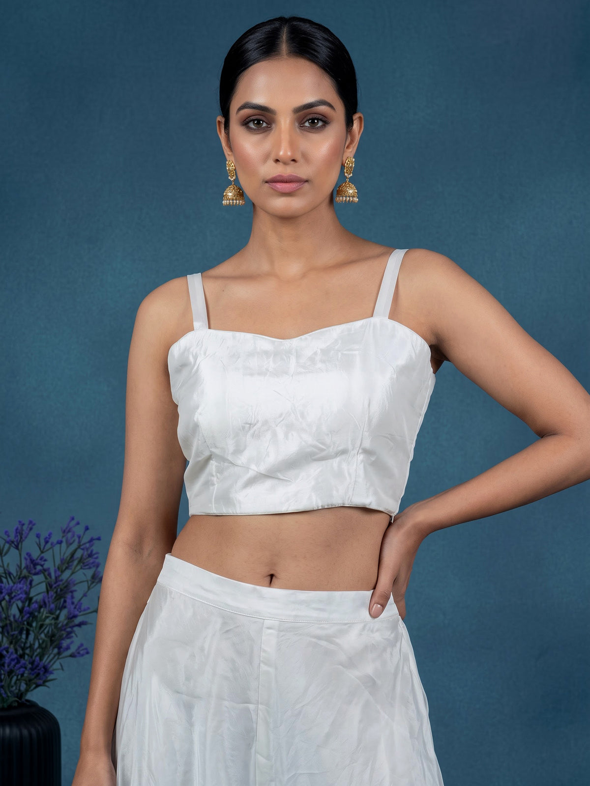 White floral organza designer women palazzo suit