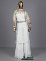 White floral organza designer women palazzo suit